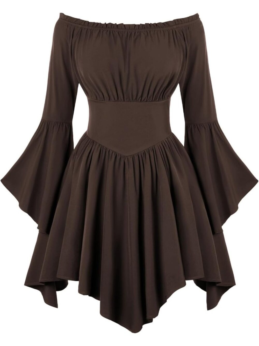 Women's Brown Bell Sleeve Off Shoulder Imported Halloween Costume Dress